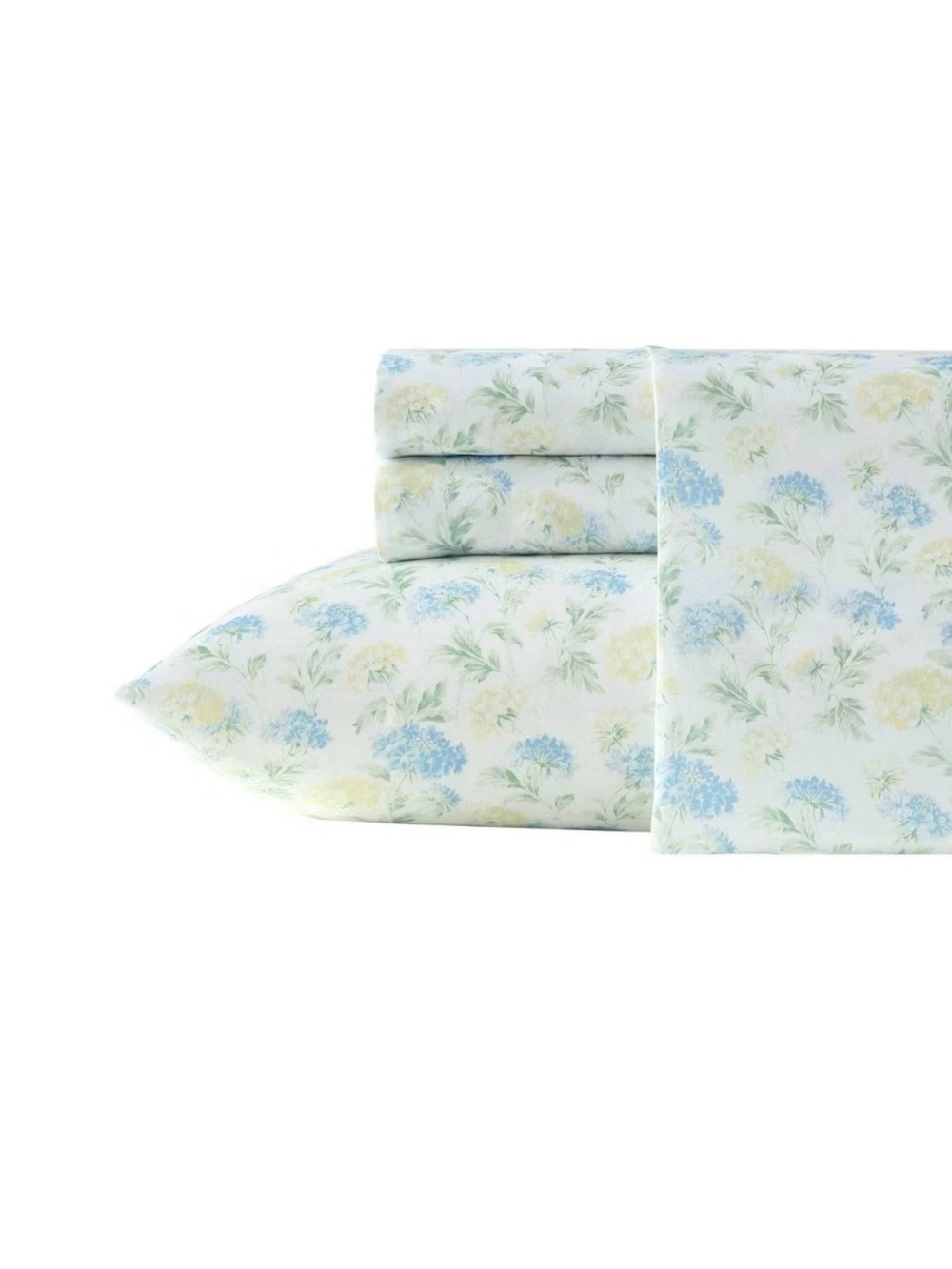 COTTAGE Laura Ashley FULL Edwina SATIN Sheet Set SOFT Blue & PALE Yellow
